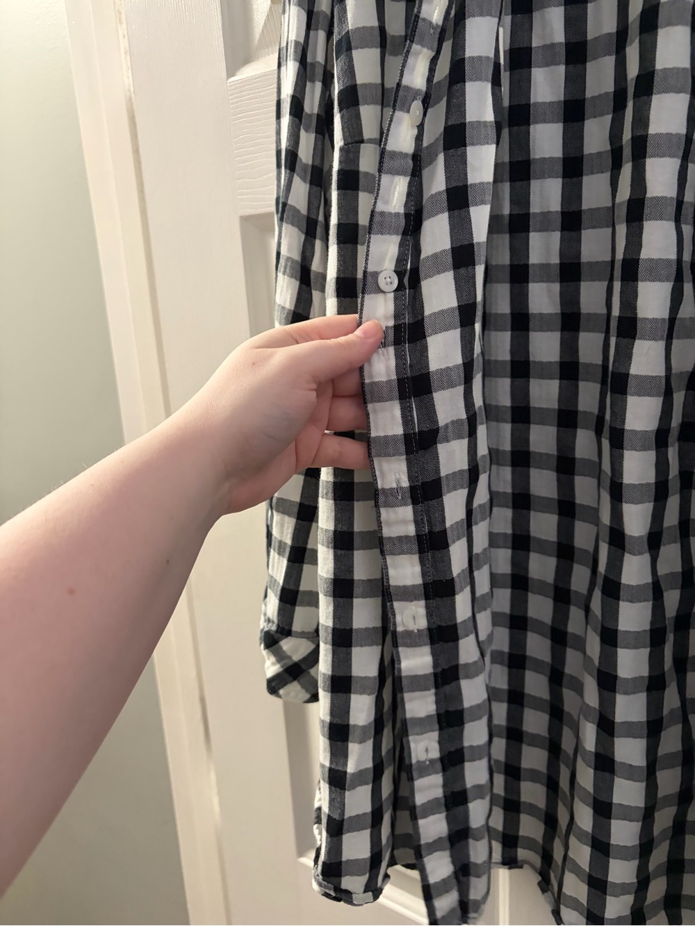 Ava & Viv Black and White Plaid Button-Down Shirt - Relaxed Fit - Picture 4 of 9